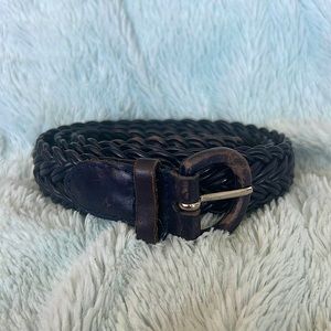 Talbots Navy Blue Braided Belt - Genuine Leather - Size Large (Pre-Owned)